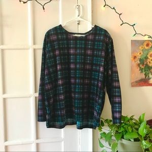 Vintage velour plaid blouse